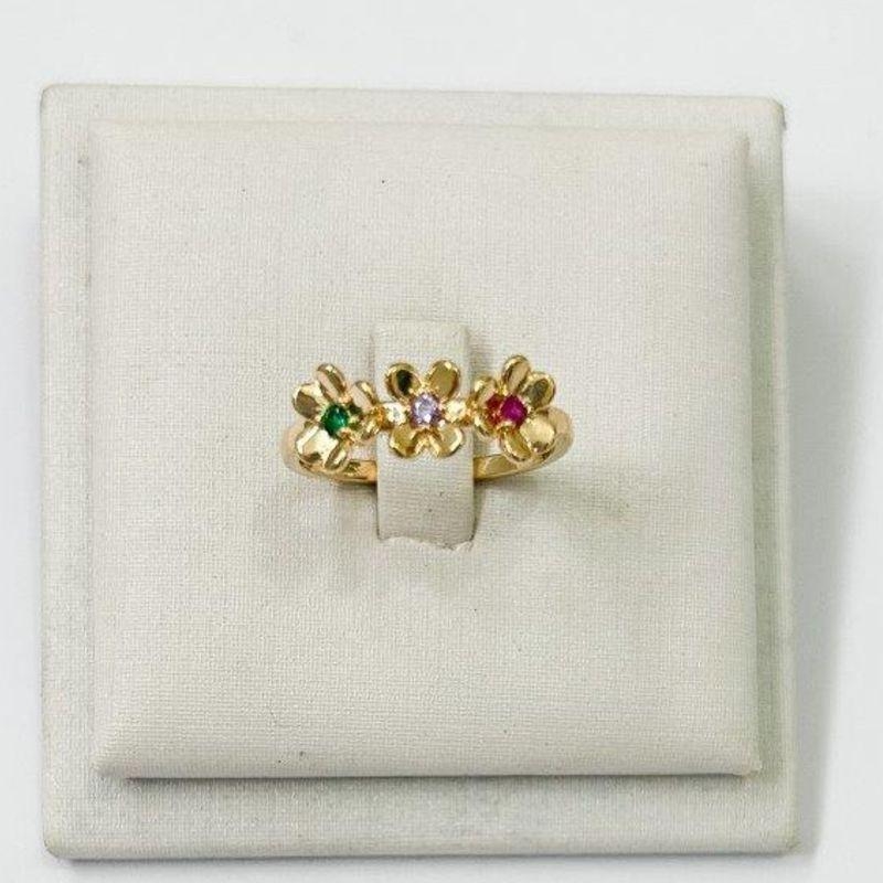 Anel Flores com Zirconias Colors