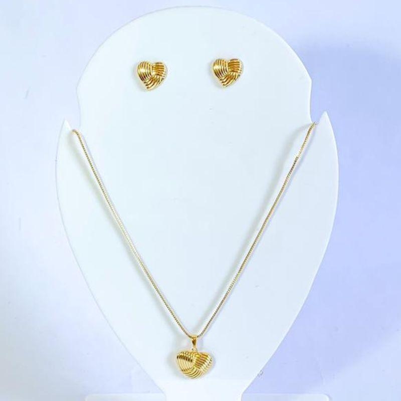 Conjunto Coração Trançado Ouro