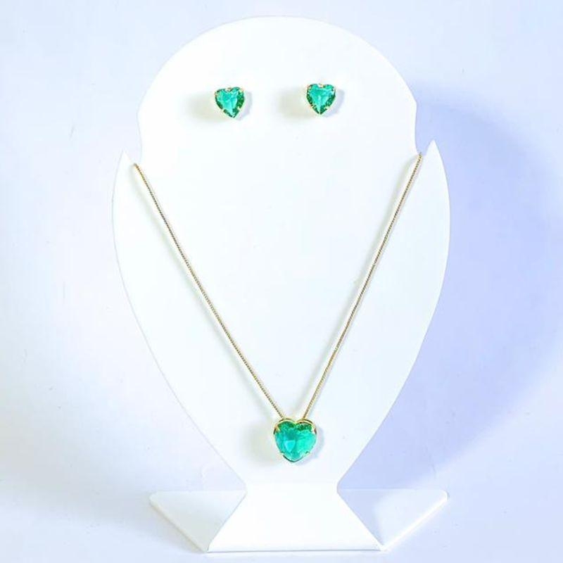 Conjunto Coração Verde Ouro