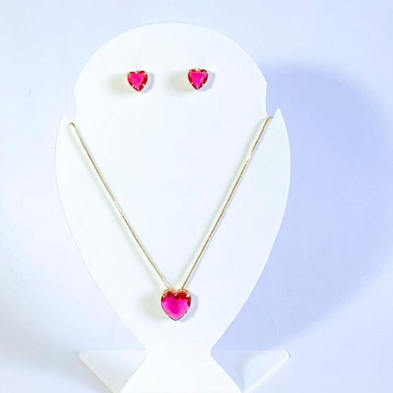 Conjunto Coração Vermelho Ouro