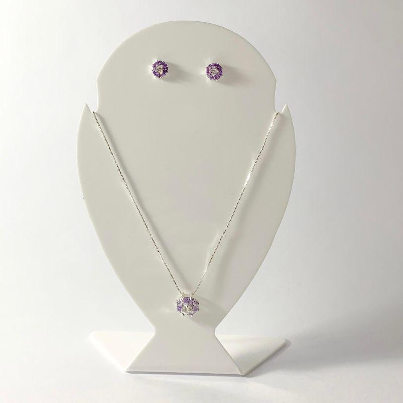 Conjunto Flor Cravejado Prata