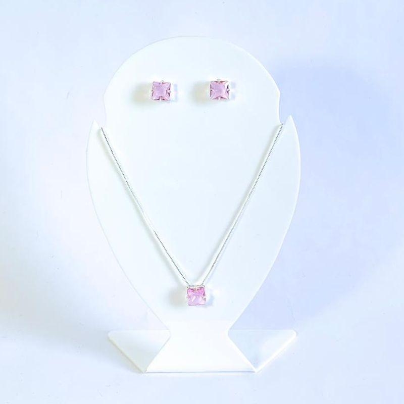 Conjunto Quadrado Rosa Prata