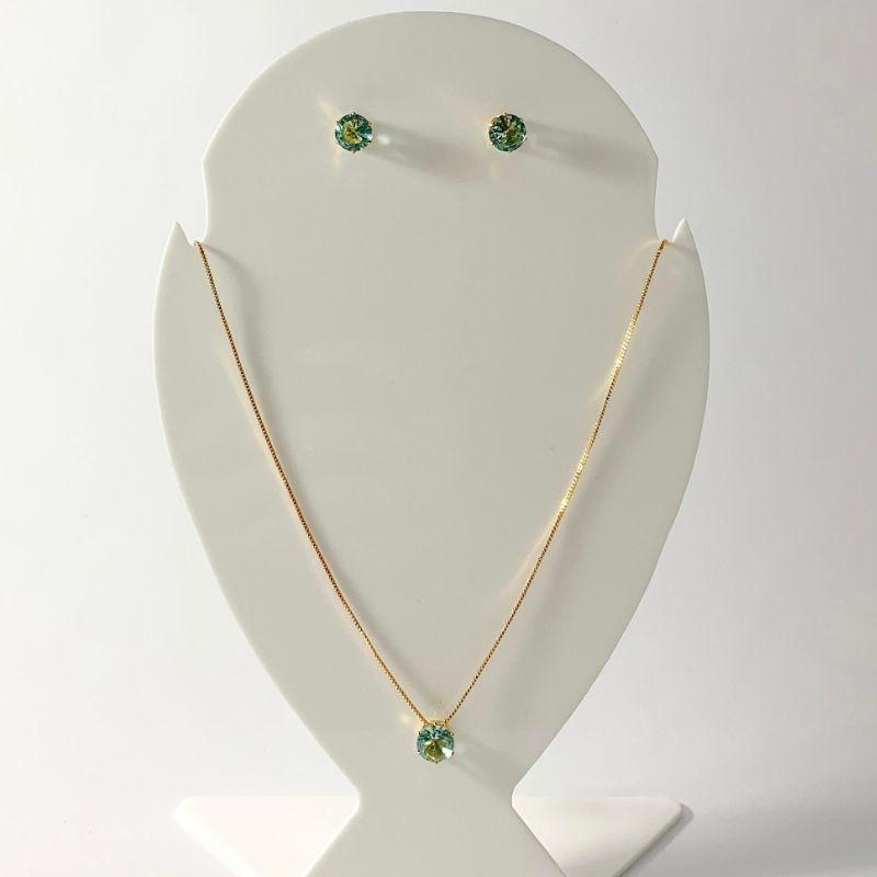 Conjunto Redondo Ponto de Luz Ouro