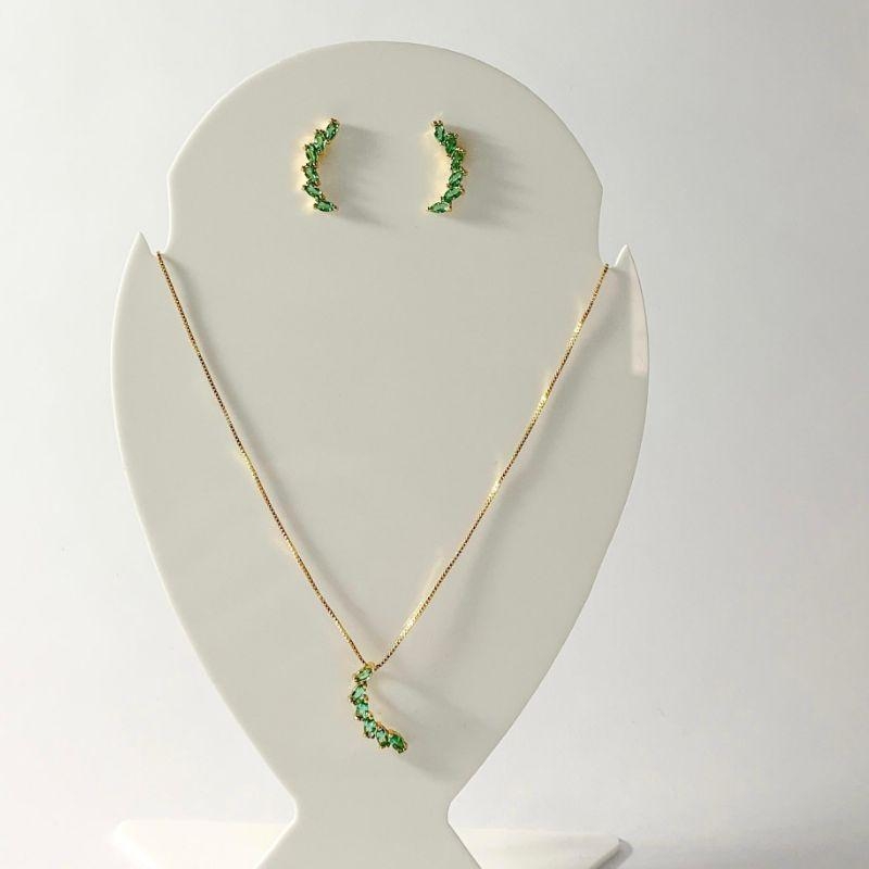 Conjunto Virgula Cravejado Ouro
