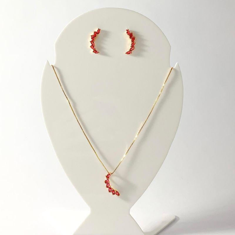 Conjunto Virgula Cravejado Ouro