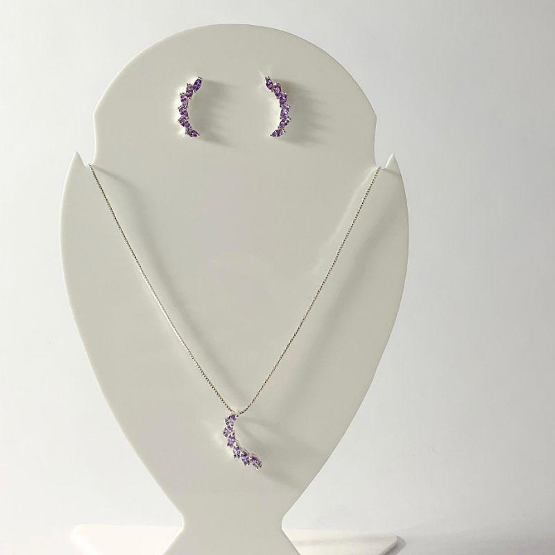 Conjunto Virgula Cravejado Prata