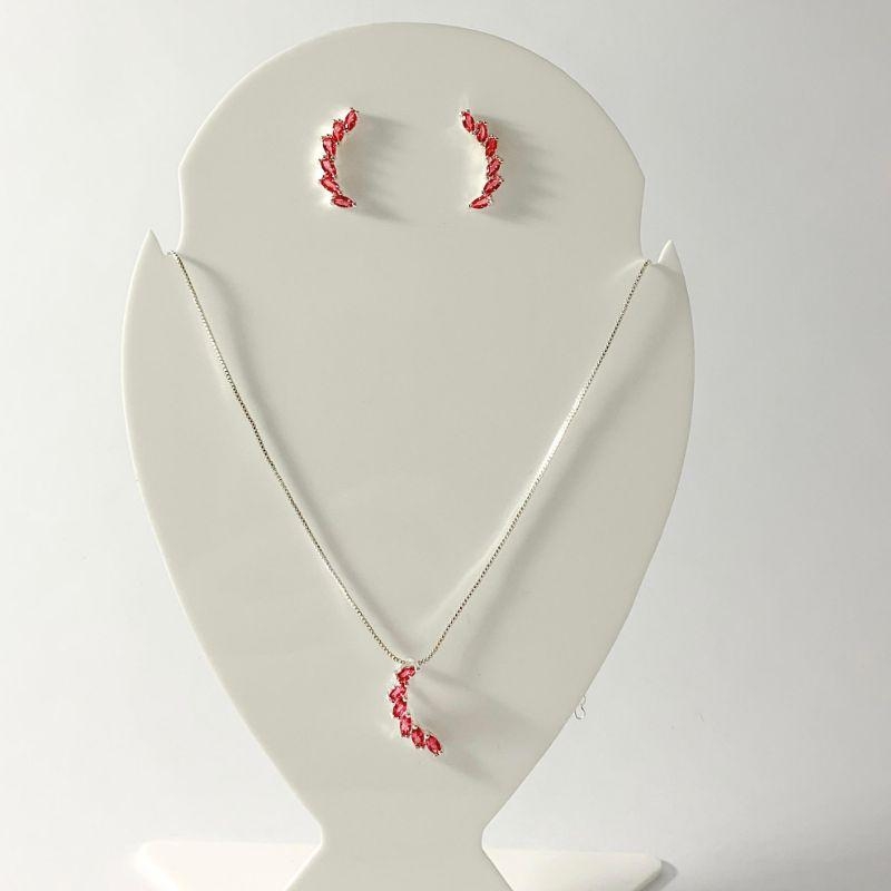 Conjunto Virgula Cravejado Prata