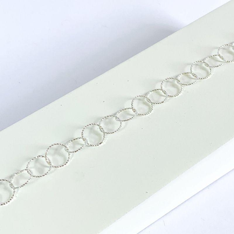Pulseira Elos Diamantados Fino Prata