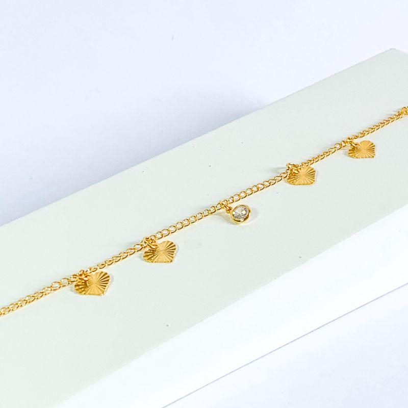 Pulseira Infantil Corações e Zirconia