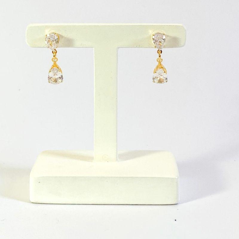 Brinco Duplo Zirconia Gota