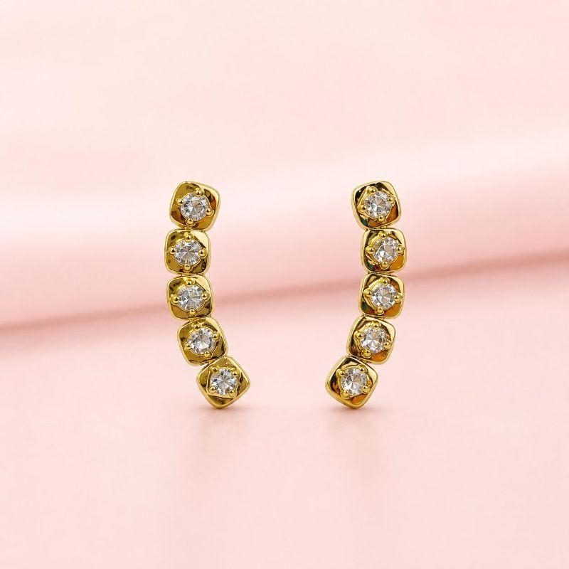Brinco Ear Cuff Cristais Quadrados Cristal