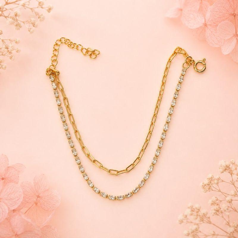 Colar Chocker Duplo Cartier e Baguete Cristal