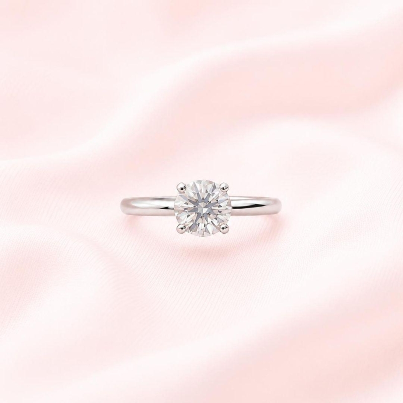 Anel Solitario 6mm Cristal 4 garras Prata