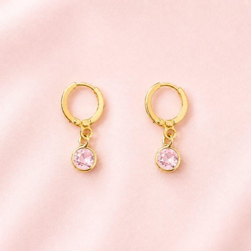 Brinco Argola Zirconia Redonda Colors Ouro