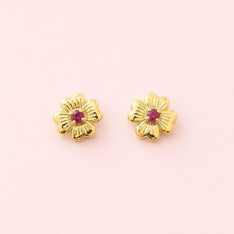 Brinco Mini Flor c/ Zirconia