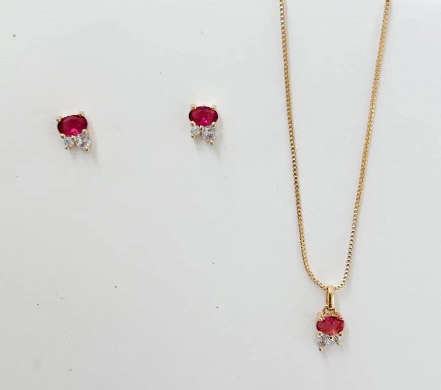 Conjunto Cristal e Vermelho