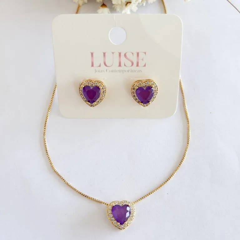 Conjunto Fusion Coração Cravejado