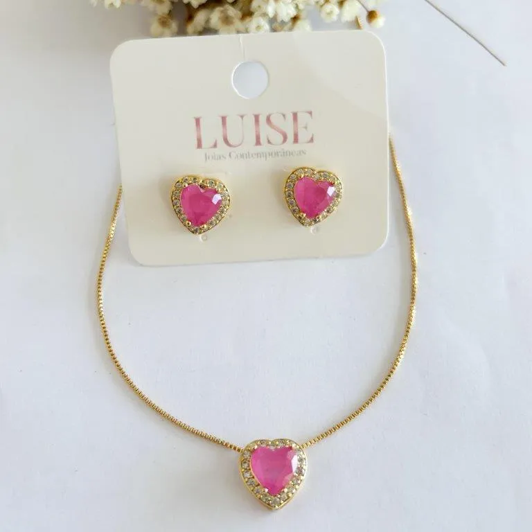 Conjunto Fusion Coração Cravejado