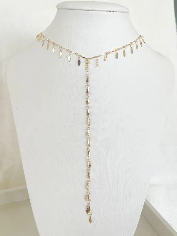 Colar Gravata Mini Folhas