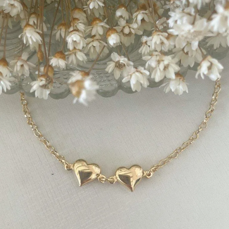 Pulseira Dois Corações Cheios