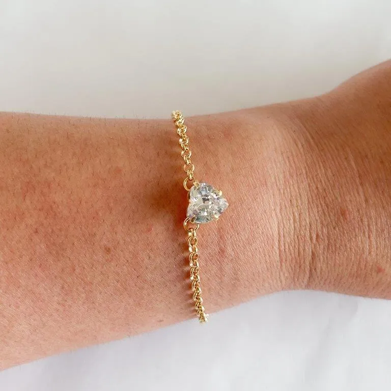 Pulseira Elos e Coração Zirconia