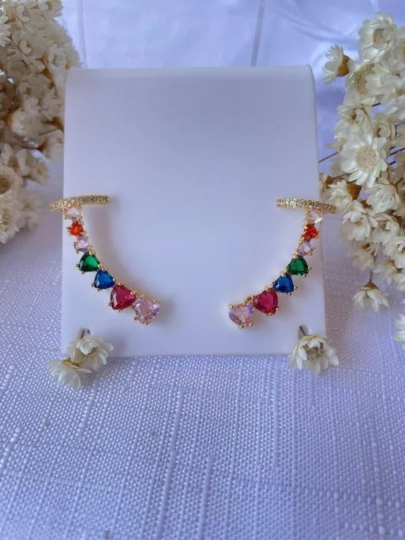 Brinco Ear Hook Coração Colors