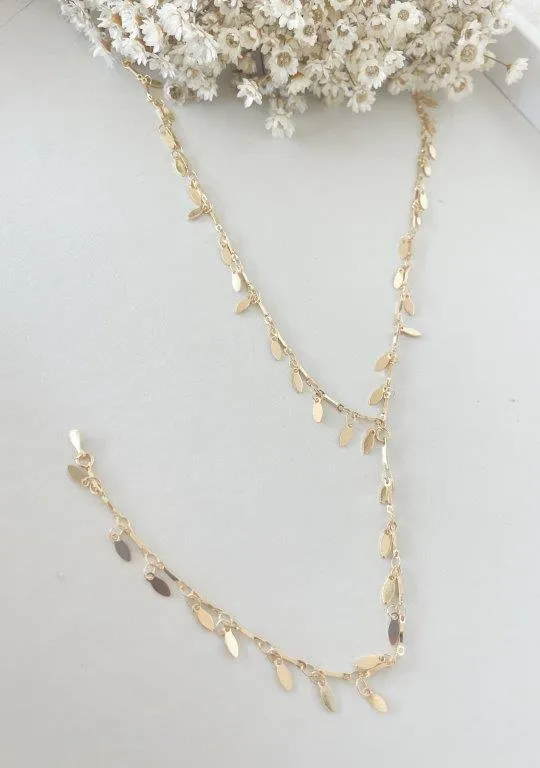 Colar Gravata Mini Folhas