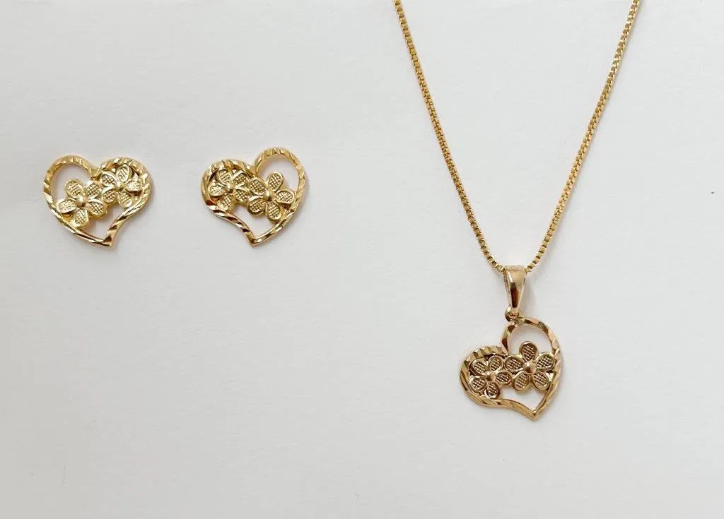 Conjunto Coração e Flores