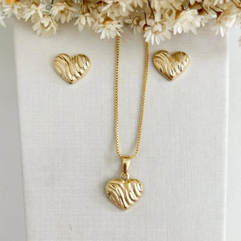 Conjunto Coração Jateado Pequeno