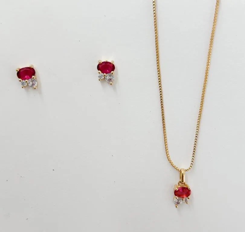 Conjunto Cristal e Vermelho