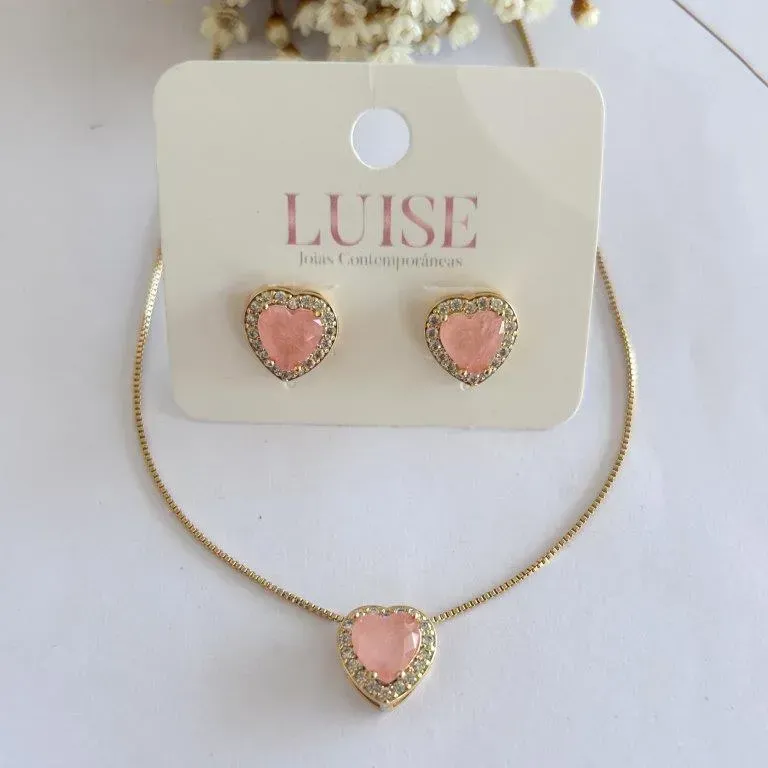 Conjunto Fusion Coração Cravejado
