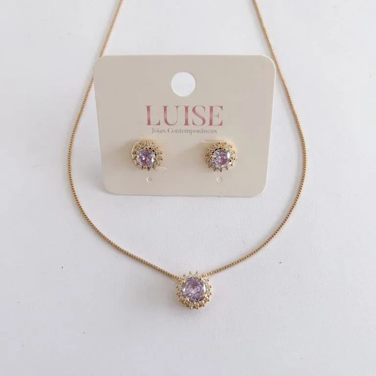 Conjunto Redondo Lilas Cravejado