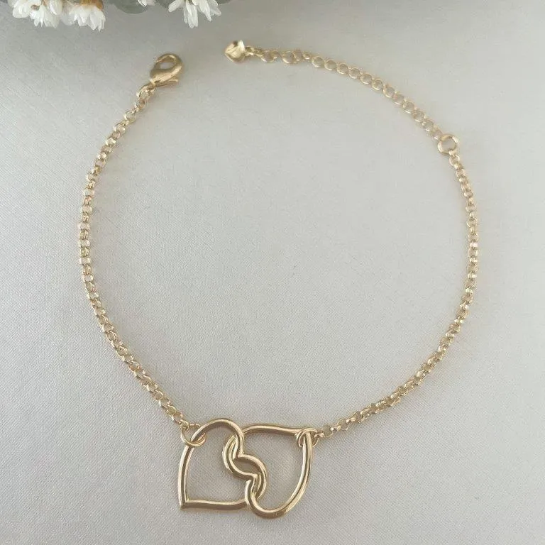 Pulseira Dois Corações