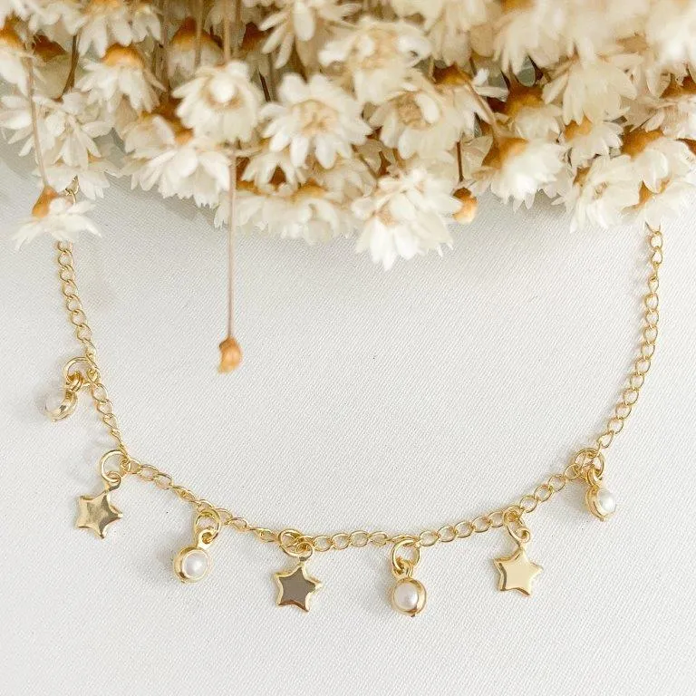 Pulseira Infantil Estrela e Perola