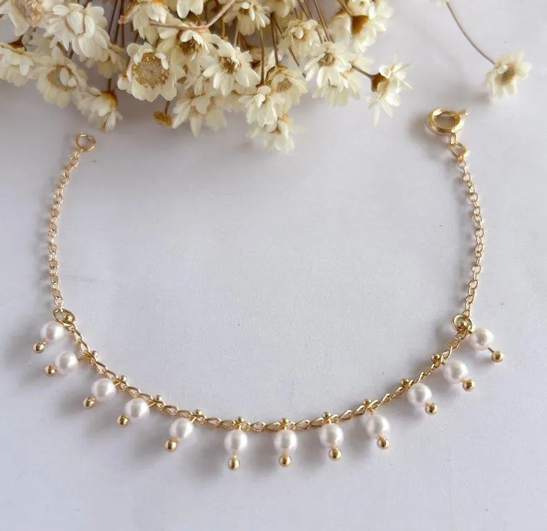 Pulseira Infantil Perola e Esfera