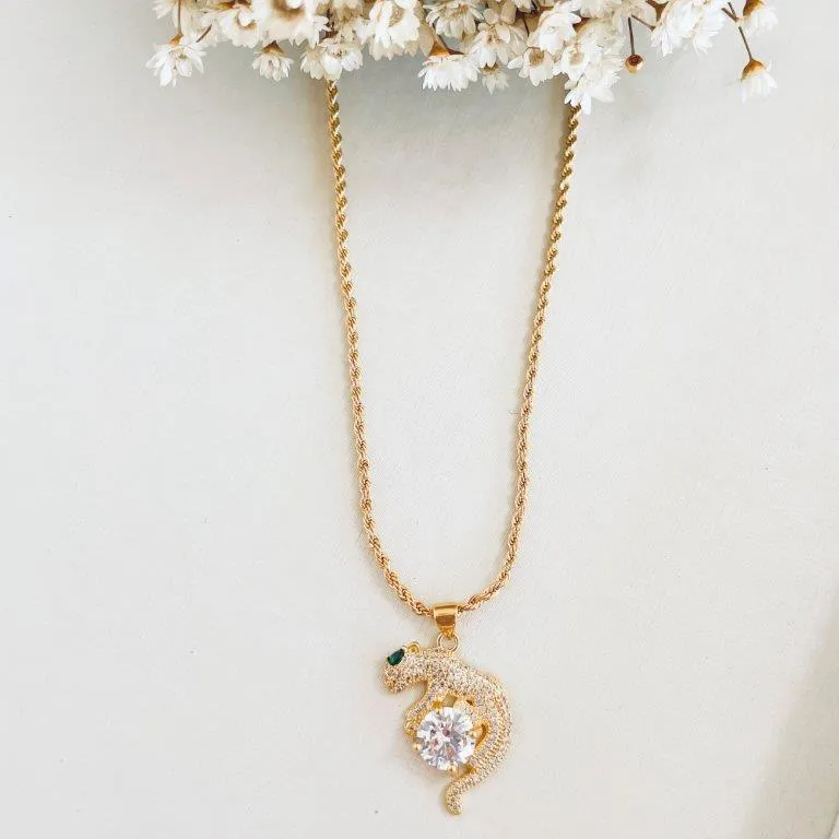 Colar Pantera com Zirconia