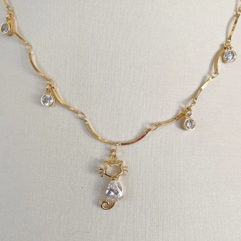 Colar Gatos com Zirconias