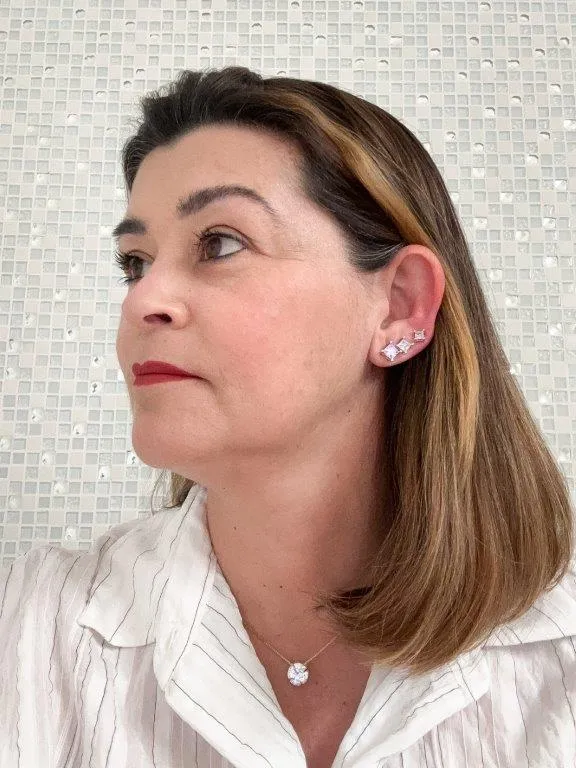 Brinco Trio Zirconia Quadrada