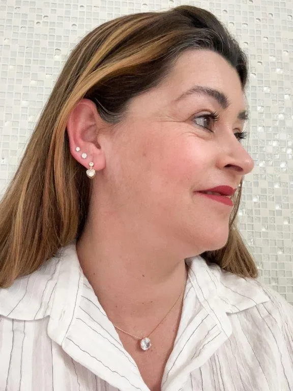 Brinco Pendente Coração Cravejado