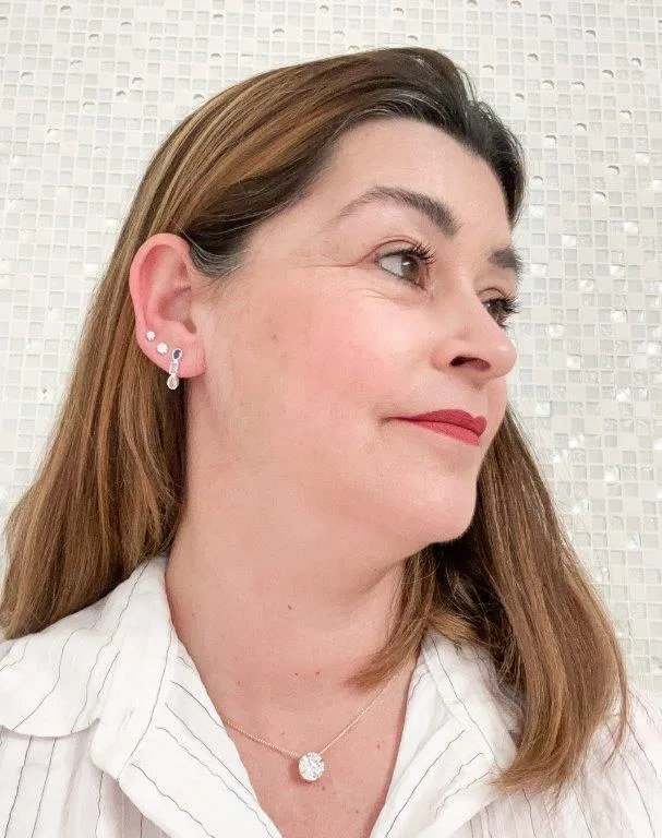 Brinco Zirconias Gotas e Quadradas