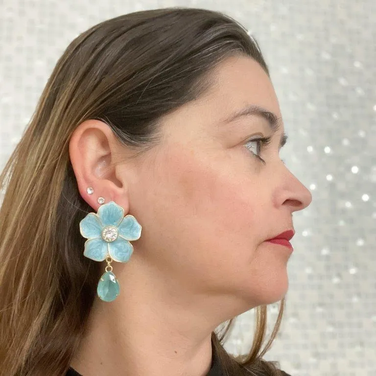 Brinco Resinado Flor com Zirconia