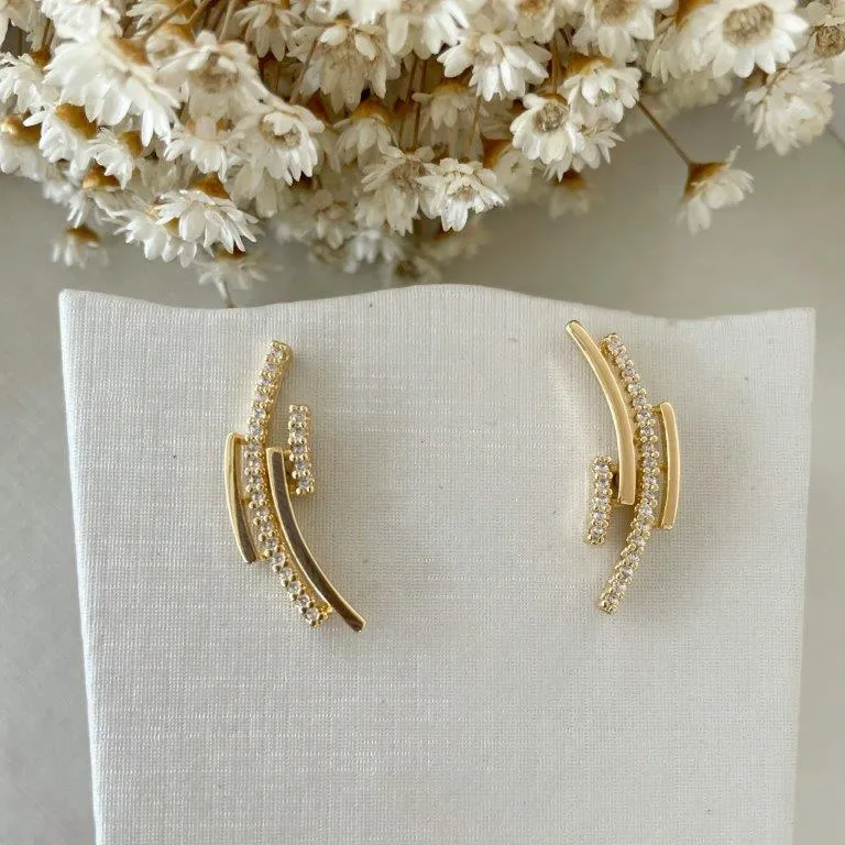 Brinco Fileiras Lisas e Zirconias