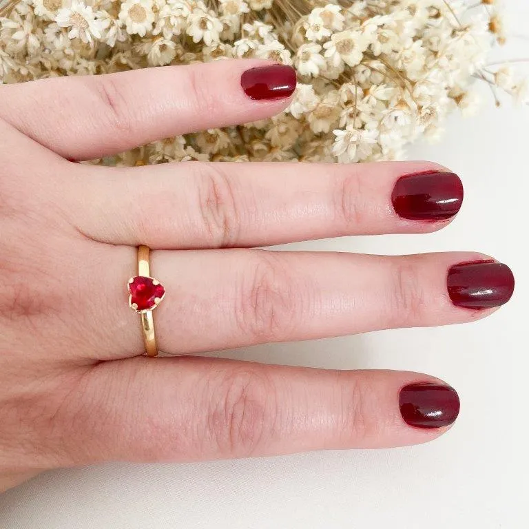 Anel Coração Vermelho