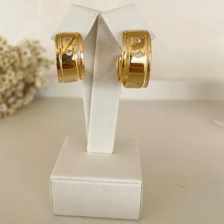 Brinco Argola Aberta Pontos de Zirconia
