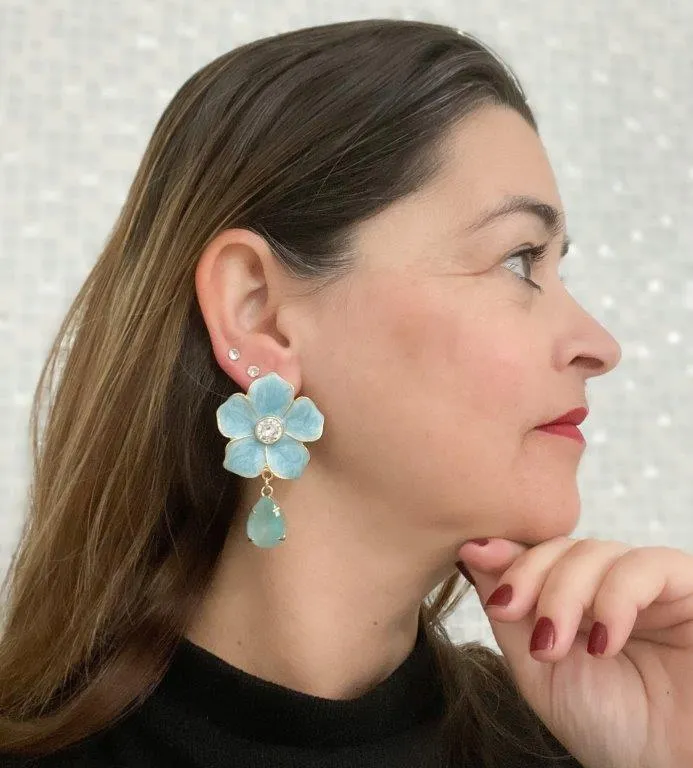 Brinco Resinado Flor com Zirconia