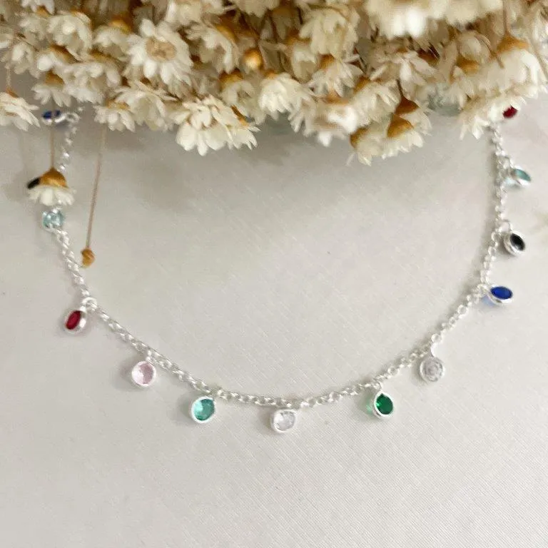 Colar Zirconias Coloridas