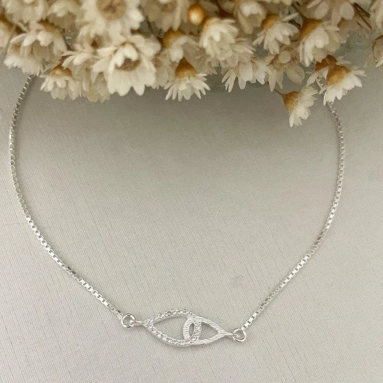 Pulseira Gota Cravejada Prata
