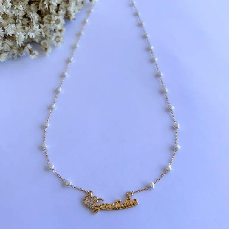 Colar Gratidão com Pérolas