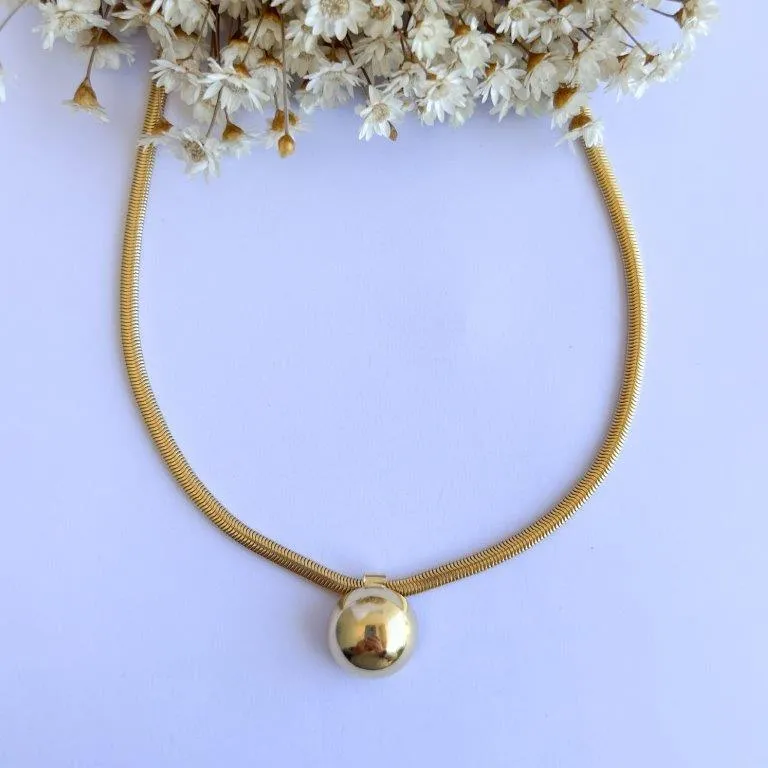 Colar Malha Roliça e 1/2 Esfera