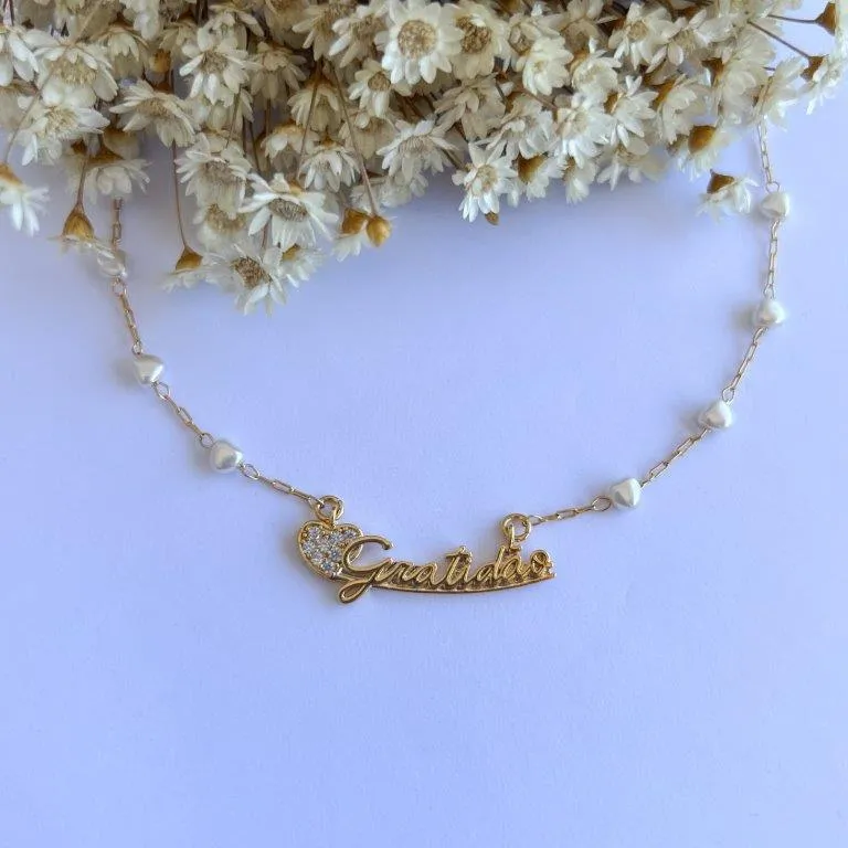 Colar Gratidão com Pérolas